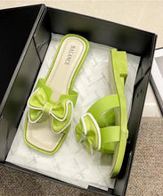 Load image into Gallery viewer, Green Stylish Bow Splicing Slide Sandals Peep Toe