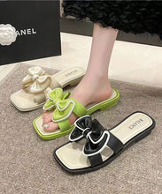 Load image into Gallery viewer, Green Stylish Bow Splicing Slide Sandals Peep Toe