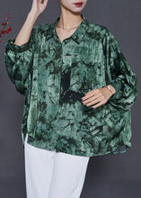 Load image into Gallery viewer, Green Tie Dye Chiffon Shirts Oversized Summer