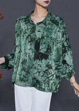 Load image into Gallery viewer, Green Tie Dye Chiffon Shirts Oversized Summer