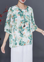 Load image into Gallery viewer, Green Tie Dye Silk Blouses Oversized Half Sleeve