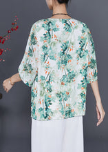 Load image into Gallery viewer, Green Tie Dye Silk Blouses Oversized Half Sleeve