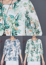 Load image into Gallery viewer, Green Tie Dye Silk Blouses Oversized Half Sleeve