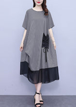 Load image into Gallery viewer, Grey O-Neck Wrinkled Chiffon Maxi Dresses Summer