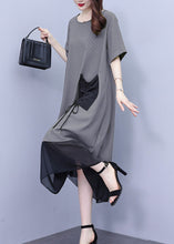 Load image into Gallery viewer, Grey O-Neck Wrinkled Chiffon Maxi Dresses Summer