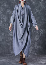 Load image into Gallery viewer, Grey Original Cotton Gown Dress Oversized Cinched Fall