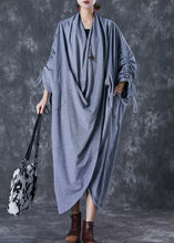 Load image into Gallery viewer, Grey Original Cotton Gown Dress Oversized Cinched Fall