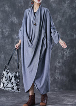 Load image into Gallery viewer, Grey Original Cotton Gown Dress Oversized Cinched Fall