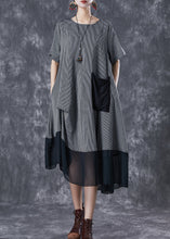 Load image into Gallery viewer, Grey Patchwork Chiffon Party Dress Asymmetrical Striped Summer