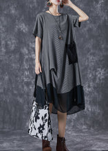 Load image into Gallery viewer, Grey Patchwork Chiffon Party Dress Asymmetrical Striped Summer