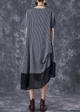 Load image into Gallery viewer, Grey Patchwork Chiffon Party Dress Asymmetrical Striped Summer