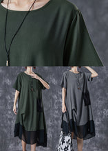 Load image into Gallery viewer, Grey Patchwork Chiffon Party Dress Asymmetrical Striped Summer