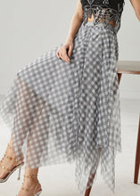 Load image into Gallery viewer, Grey Plaid Tulle Skirt Exra Large Hem Summer