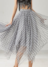 Load image into Gallery viewer, Grey Plaid Tulle Skirt Exra Large Hem Summer