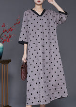 Load image into Gallery viewer, Grey Print Linen Holiday Dress Oversized Summer