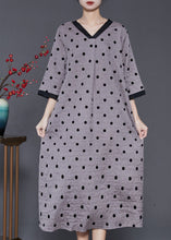 Load image into Gallery viewer, Grey Print Linen Holiday Dress Oversized Summer