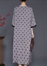 Load image into Gallery viewer, Grey Print Linen Holiday Dress Oversized Summer