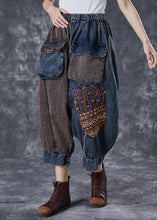 Load image into Gallery viewer, Handmade Applique Asymmetrical Patchwork Pockets Denim Pants Summer