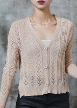 Load image into Gallery viewer, Handmade Apricot Hollow Out Knit Cardigans Spring