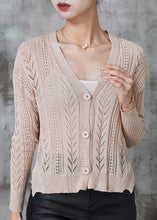 Load image into Gallery viewer, Handmade Apricot Hollow Out Knit Cardigans Spring