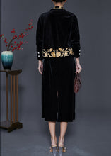 Load image into Gallery viewer, Handmade Black Embroidered Silk Velvet 2 Piece Outfit Spring