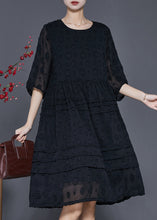 Load image into Gallery viewer, Handmade Black Jacquard Chiffon Vacation Dresses Summer