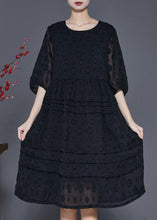 Load image into Gallery viewer, Handmade Black Jacquard Chiffon Vacation Dresses Summer