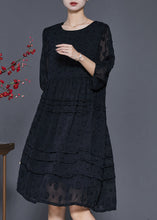 Load image into Gallery viewer, Handmade Black Jacquard Chiffon Vacation Dresses Summer