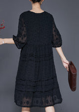 Load image into Gallery viewer, Handmade Black Jacquard Chiffon Vacation Dresses Summer