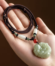 Load image into Gallery viewer, Handmade Black Jade A Mythical Wild Animal Pendant Necklace