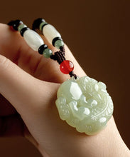 Load image into Gallery viewer, Handmade Black Jade A Mythical Wild Animal Pendant Necklace