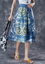 Load image into Gallery viewer, Handmade Blue Print Wrinkled Holiday Skirt Summer