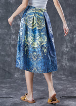 Load image into Gallery viewer, Handmade Blue Print Wrinkled Holiday Skirt Summer