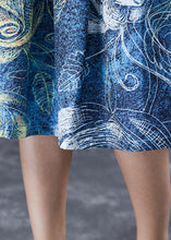 Load image into Gallery viewer, Handmade Blue Print Wrinkled Holiday Skirt Summer