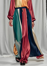 Load image into Gallery viewer, Handmade Colorblock Patchwork Silk Two Pieces Set Long Sleeve