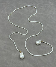 Load image into Gallery viewer, Handmade Green Alloy Crystal Pearl Beading Graduated Bead Necklace