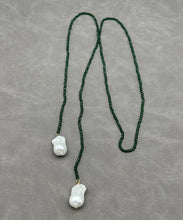 Load image into Gallery viewer, Handmade Green Alloy Crystal Pearl Beading Graduated Bead Necklace