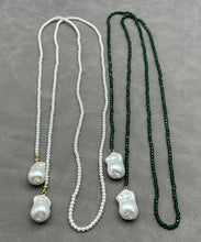 Load image into Gallery viewer, Handmade Green Alloy Crystal Pearl Beading Graduated Bead Necklace