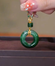 Load image into Gallery viewer, Handmade Green Alloy Inlaid Gem Stone Bamboo Joint Pendant Necklace