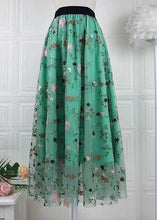 Load image into Gallery viewer, Handmade Green Embroidered Elastic Waist Tulle Skirts Spring