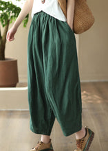 Load image into Gallery viewer, Handmade Green Pockets Elastic Waist Linen Lantern Pants Summer