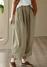 Load image into Gallery viewer, Handmade Green Pockets Elastic Waist Linen Lantern Pants Summer