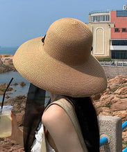 Load image into Gallery viewer, Handmade Khaki Versatile Big Brim Straw Woven Sun Hat