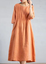 Load image into Gallery viewer, Handmade Orange O-Neck Patchwork Maxi Dress Summer