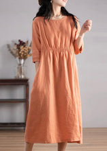 Load image into Gallery viewer, Handmade Orange O-Neck Patchwork Maxi Dress Summer