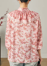 Load image into Gallery viewer, Handmade Pink Double-layer Print Chiffon Top Summer