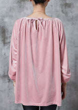 Load image into Gallery viewer, Handmade Pink Oversized Wrinkled Silk Velour Top Spring