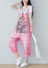 Load image into Gallery viewer, Handmade Pink Print Denim Straight Jumpsuits Spring