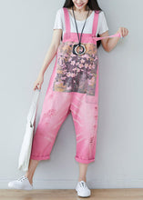 Load image into Gallery viewer, Handmade Pink Print Denim Straight Jumpsuits Spring