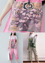 Load image into Gallery viewer, Handmade Pink Print Denim Straight Jumpsuits Spring